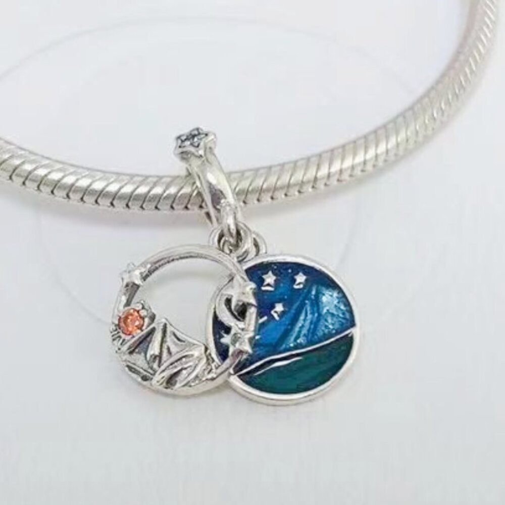 Camping Night Sky Double Dangle Charm
